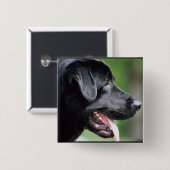 De zwarte labrador vierkante button 5,1 cm (Voorkant /achterkant)