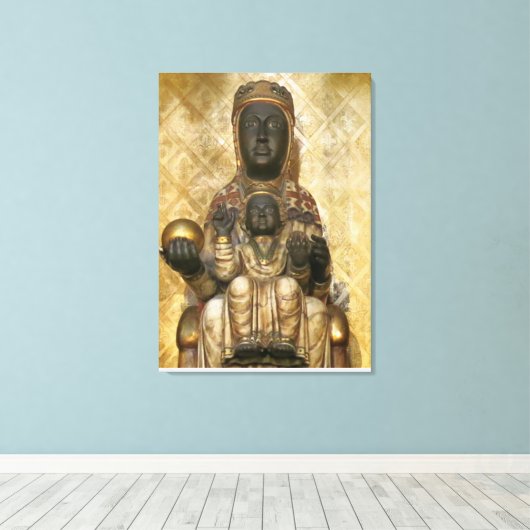 De Zwarte Madonna van Montserrat Canvas Afdruk (Insitu (Houten vloer))