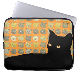 De zwarte miauw laptop sleeve