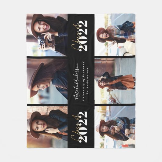 de zwarte moderne afstuderen fotoklasse van het ma fleece deken (Voorkant)