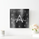 De zwarte Moderne Elegante MetaalNaam van het Vierkante Klok (Huis)