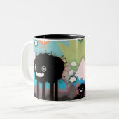 de zwarte monstermok tweekleurige koffiemok (Voorkant links)