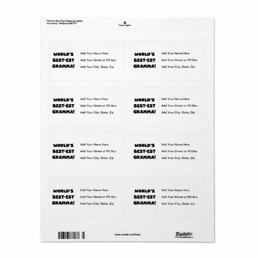 De Zwarte of het Wit van Gramma van het Etiket (Full Sheet)