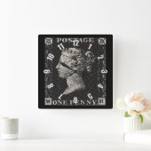 De zwarte Postzegel van de Stuiver Vierkante Klok (Huis)