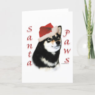 De zwarte Poten van de Kerstman van Shiba Inu Feestdagen Kaart