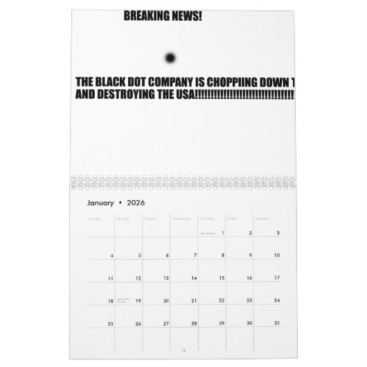 De zwarte-punkalender van het aambeeld kalender (Jan 2026)