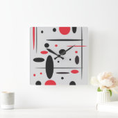 De zwarte, Rode en Witte Abstracte Klok van de (Huis)