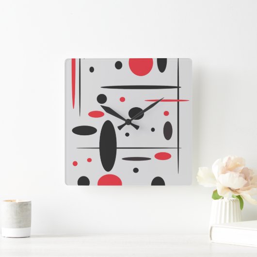 De zwarte, Rode en Witte Abstracte Klok van de (Huis)