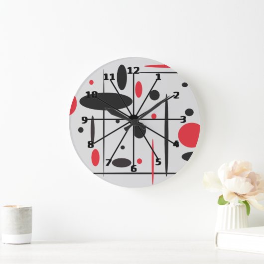 De zwarte, Rode en Witte Abstracte Klok van de (Huis)