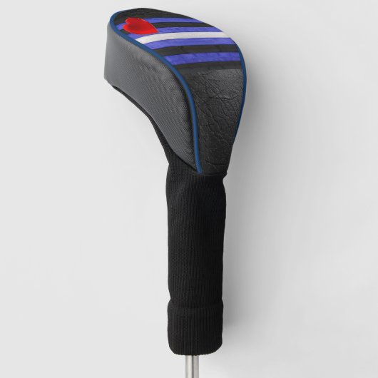De zwarte royal van SlipperyJoe's Gay Leather Prid Golfheadcover (Schuin)