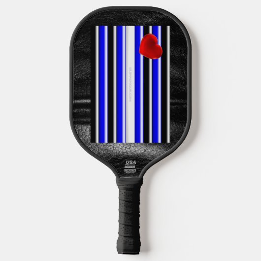 De zwarte royal van SlipperyJoe's Gay Leather Prid Pickleball Paddle (Achterkant)