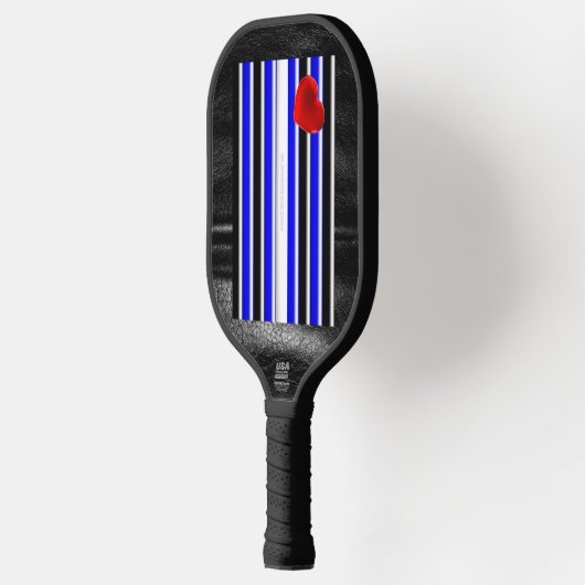 De zwarte royal van SlipperyJoe's Gay Leather Prid Pickleball Paddle (Links)