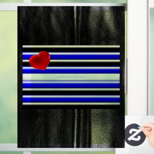 De zwarte royal van SlipperyJoe's Gay Leather Prid Raamsticker (Huis)