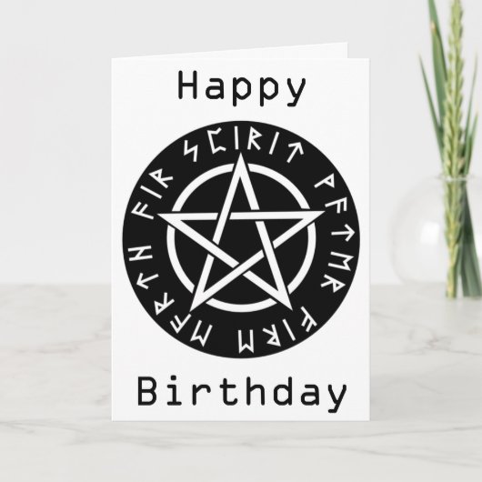 De Zwarte Runen- Verjaardag Pentagram van Wiccan Kaart (Voorkant)