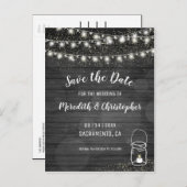 De zwarte Rustic Band van de Lichten van het Koord Aankondigingskaart (Voorkant / Achterkant)