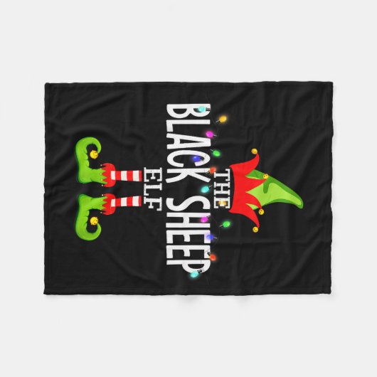 De Zwarte Schaap Elf Kerst Matching Pyjama  Fleece Deken (Voorkant (Horizontaal))
