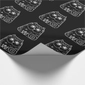 De zwarte Schedel van de Suiker van de Kat Cadeaupapier (Hoek)