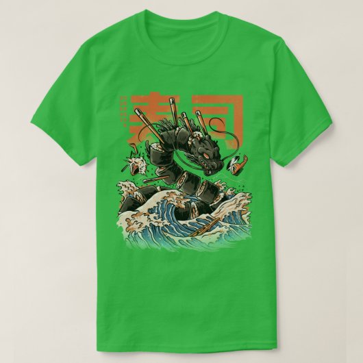 De zwarte sushi Dragon T-shirt (Design voorkant)