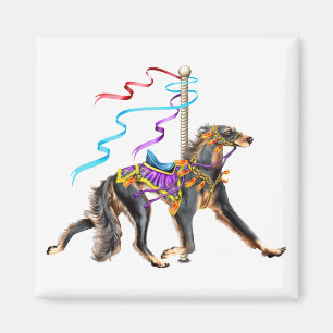 De Zwarte & Tan van de Carrousel van Saluki Magneet