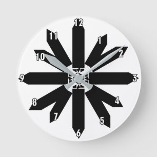 de zwarte tekens van de klokwijzerplaat witte aant ronde klok