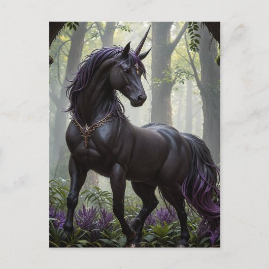 De Zwarte Unicorn Briefkaart (Voorkant)