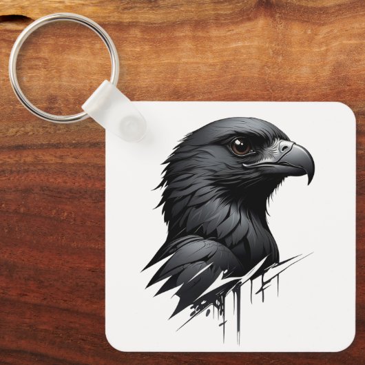 De zwarte valk sleutelhanger (Voorkant)