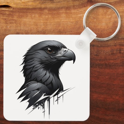 De zwarte valk sleutelhanger (Achterkant)