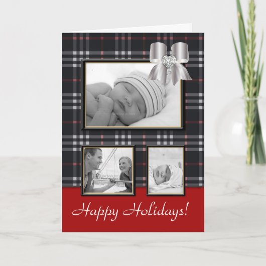 De Zwarte van de Boog van de Plaid van Burberry Feestdagen Kaart (Voorkant)