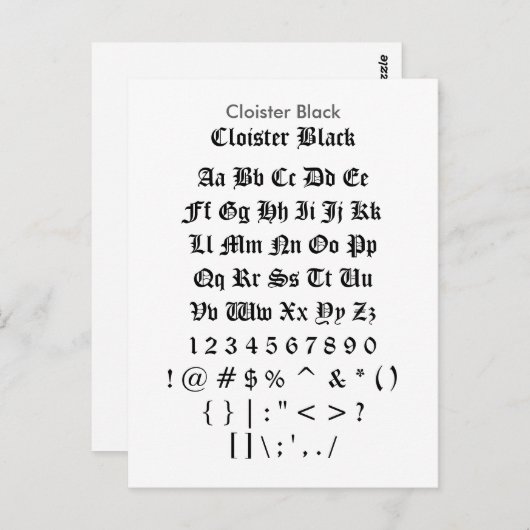 De Zwarte van het klooster - het Blad van de Briefkaart (Voorkant / Achterkant)