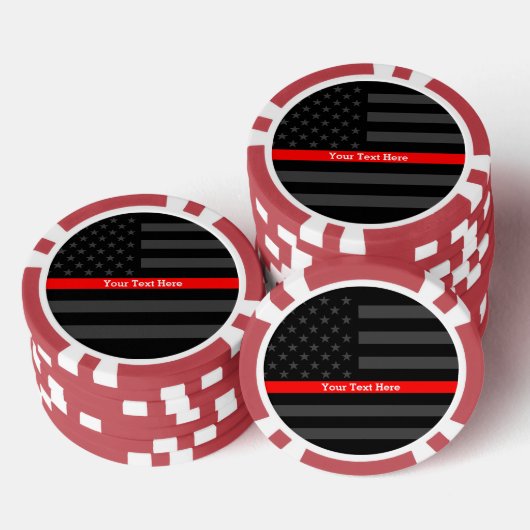 De zwarte vlag van de Thin Red Line op maat Pokerchips (Opstapeling)