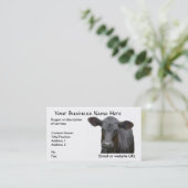 De zwarte Vleeskoe van Angus Visitekaartje (Staand voorkant)