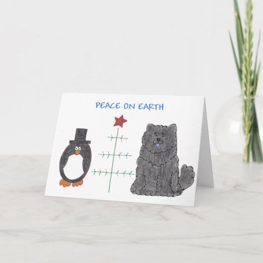 De Zwarte Vrede van de chow-chow ter wereld Feestdagen Kaart (Voorkant)