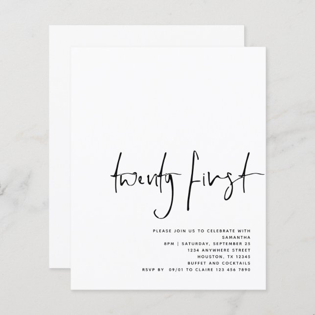 De Zwarte Witte 21e verjaardag van het Manuscript  (Voorkant / Achterkant)