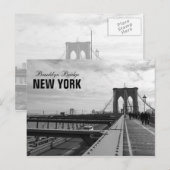 De zwarte Witte Brug van Brooklyn - NY New York nr Briefkaart (Voorkant / Achterkant)