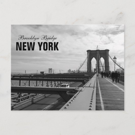 De zwarte Witte Brug van Brooklyn - NY New York nr Briefkaart (Voorkant)