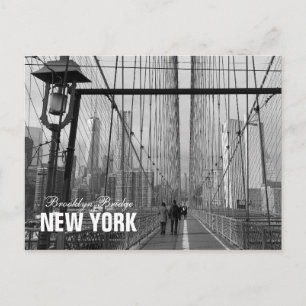 De zwarte Witte Brug van Brooklyn - NY New York nr Briefkaart