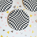 De zwarte Witte Controles van de terugkeer Gegarke Papieren Bordje<br><div class="desc">Ideaal,  gevarieerd,  gevarieerd ontwerp. Moderne gekette controleurs. Dit mooie retro psychedelische ontwerp brengt je naar het wonderland. Verkeerde controles in pastelkleuren. Draai- en zwenkdraaien,  twijgcontroles,  gevlochten patroon</div>