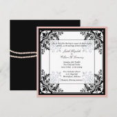 De zwarte, Witte en Peach Baroque Uitnodiging van  (Voorkant / Achterkant)