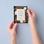 De zwarte witte florale trouwdetails van de begrot flyer (Hand)