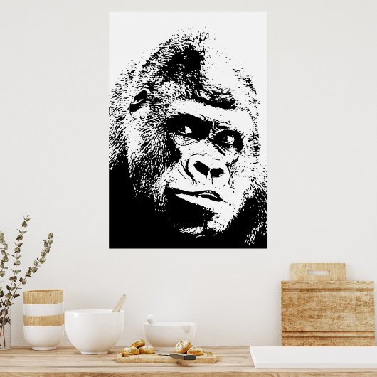 De zwarte Witte Gorilla van het Pop-art Poster (Keuken)