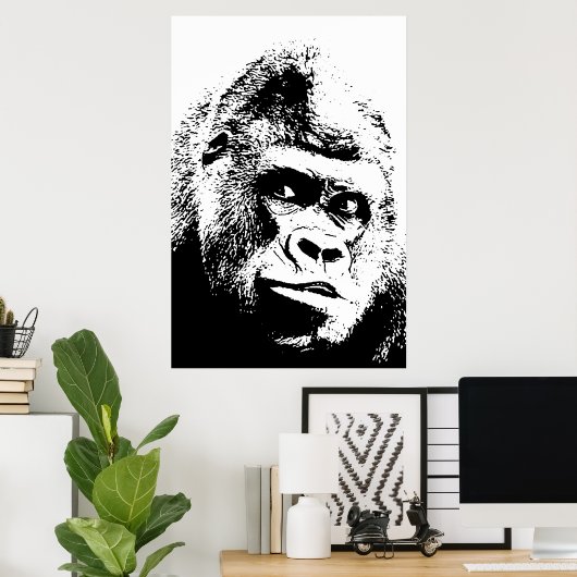 De zwarte Witte Gorilla van het Pop-art Poster (Thuiskantoor)