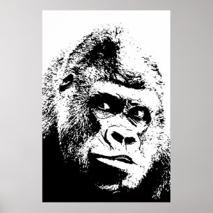 De zwarte Witte Gorilla van het Pop-art Poster