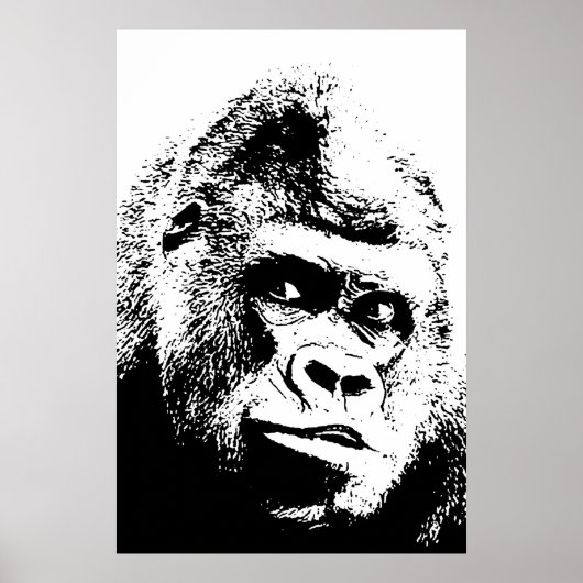 De zwarte Witte Gorilla van het Pop-art Poster (Voorkant)