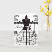 De zwarte Witte Ledenpop van de Mode van Parijs Kaart (Gele Bloem)