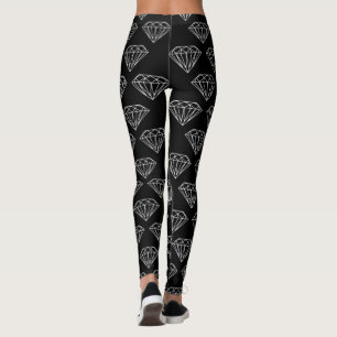 De zwarte witte leggings van de het juweeldruk van