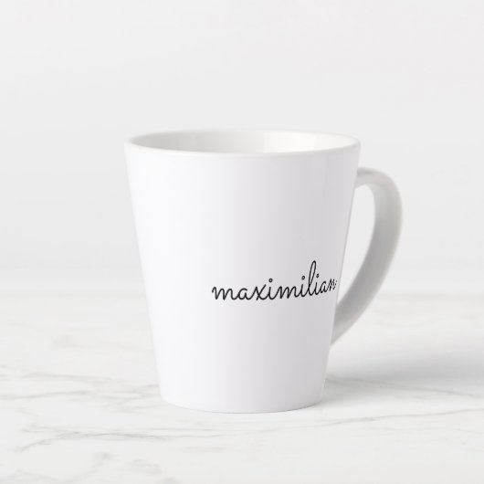 De zwarte witte naam van het douanemanuscript mode latte mok (Rechterhoek)