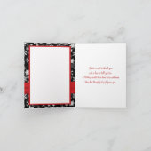 De zwarte, Witte, Rode Sneeuwvlokken danken u nota Bedankkaart (Binnen)