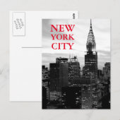 De zwarte & Witte Stad van New York Briefkaart (Voorkant / Achterkant)