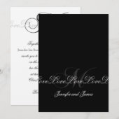 De zwarte Witte van het Huwelijk van het Monogram Kaart (Voorkant / Achterkant)