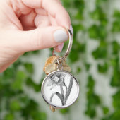 de zwarte witte wijnoogst van de bloemengele sleutelhanger (Hand)